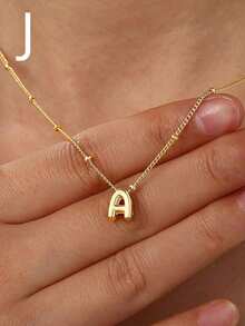 1pc Fashion Copper A-Z English Initials Perforated Pendant Multi-Layer Necklace, Women's Daily Casual Wear Personalized Necklace Collarbone Chain - Multicolor - View 17