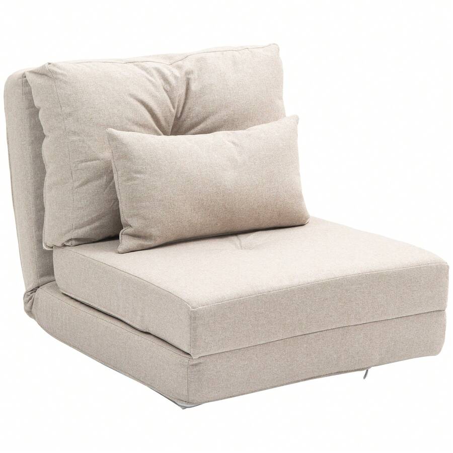 Schlafsofa/Sessel, 1-Sitzer mit 1 Kissen und verstellbarer Rückenlehne, beige - Verschiedenfarbig - Übersicht 1