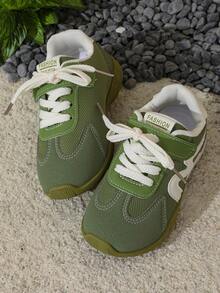 1 Pair Kids Fresh Green Lightweight Soft Sole Casual Sneakers, Suitable For School Running And Shopping - Green - View 7