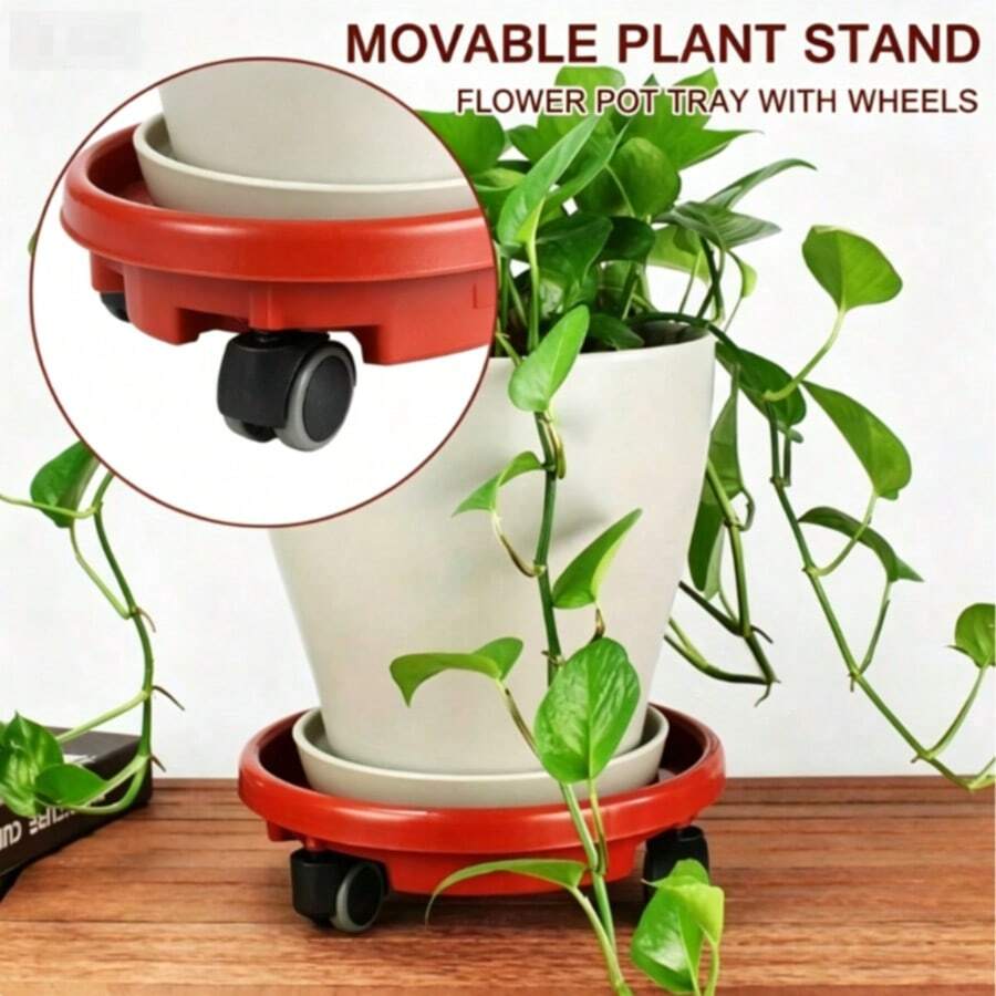 Rolling Flower Pot Tray With Wheels - A - View 1