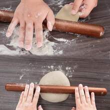 Household Solid Wood Rolling Pin, Extra Long 40cm Round Head Dough Roller, Bun And Dumpling Skin Pressing Tool, Uncoated Natural Wood Rolling Pin - View 5