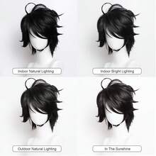 YEWELL Yeviel Black Side Part Cosplay Wig, Role Play Headpiece, Daily Series, Japanese Cosplay Headpiece Series, Multi-Style Interpretation, Cartoon Anime, Suitable For Private Party, Daily Role Play, Halloween - Black - View 4