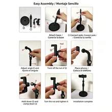 1pc Adjustable Desktop Phone Stand, 360° Rotating, Height Adjustable, Compatible With Smartphones, Suitable For Live Streaming And Watching Videos - A - View 6