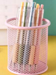 1pc Hollow Mesh Pen Holder Storage Box, Minimalist Multi-Functional Stationery Organizer, Suitable For School Supplies, Office Use, Student School, Back To School Season And Learning Supplies - Multi-color Style - View 11