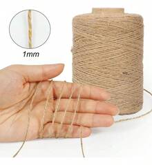 Cordón de Yute Natural de 1mm y 400m para Manualidades, Marrón Claro - Marrón claro - Ver 4