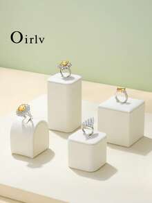 Oirlv Microfiber Ring Display Stand Ring Holder Jewelry Display Organizer Showcase Props For Retail Store Counter Home Jewelry Personal Collection - Beige - View 1