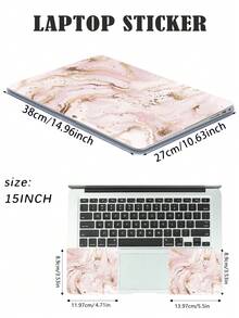 15-15.6 Inch Marble Pattern INS Style Laptop Skin, 2pcs Anti-Scratch Protective Sticker Film, Suitable For Back To School, Office And Study - View 6
