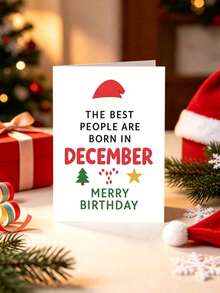 1pc December Birthday Christmas Card With Envelope - "Born In December" Holiday Greeting, Suitable For Friends And Family, Blank Inside - View 7