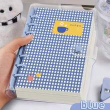 A6 Cute Plaid Transparent PVC Loose-Leaf Notebook, Detachable Loose-Leaf Diary, 120 Pages Lined/Blank Paper, Large Capacity No Sharp Edge Design, Soft Touch Planner Diary, Suitable For Middle And High School Students, Scrapbook - Plaid - View 11
