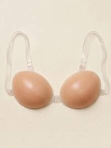 1Pc Breathable Skin-Friendly Washable Self-Adhesive Invisible Bra, Front Closure Deep V Shaping Pasties For T-Shirts Low-Cut Tops Wedding Backless - Apricot - View 6