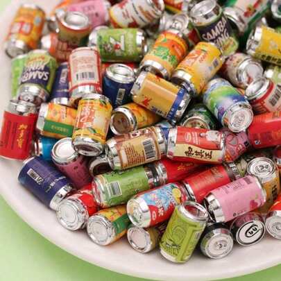 Dollhouse Decoration Mini Scale Mini House Mini Soda Beer Can DIY Miniature Food Game Scene, Mini Resin Can Juice Drink Wine Model DIY House Mini Supermarket Food, Miniature Beer Bottles And Cans For Your Christmas Gift Convenience Store Food Play