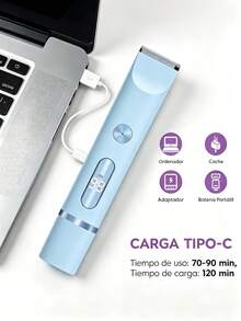 Afeitadora y Recortadora Eléctrica 2 en 1 para Mujer, Removedor de Vello Indoloro de Doble Cabezal para Cara, Body y Bikini, Kit de Aseo Recargable por USB, Afeitadora Portátil Todo en Uno para Piel Suave, Regalo de Cumpleaños Ideal para Ella 650mAh - Azul - Ver 6