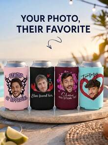1pc Customized Photo Cup Covers, Personalized Photo Heat-Resistant Sleeves, Single Party Gifts, Customized Drink Cup Covers, Bridal Party Supplies, Single Party Accessories. - Multicolor - View 5
