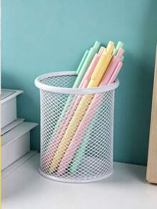 1pc Hollow Mesh Pen Holder Storage Box, Minimalist Multi-Functional Stationery Organizer, Suitable For School Supplies, Office Use, Student School, Back To School Season And Learning Supplies - Multi-color Style - View 9