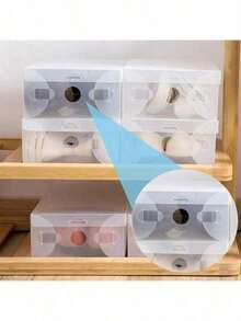 6pcs Transparent Stackable Shoe Storage Boxes, Dust-Proof Thickened Plastic Shoe Storage Boxes, Space-Saving Visible Flip Lid Shoe Storage Boxes, Suitable For Entryway, Bedroom, Closet - View 5