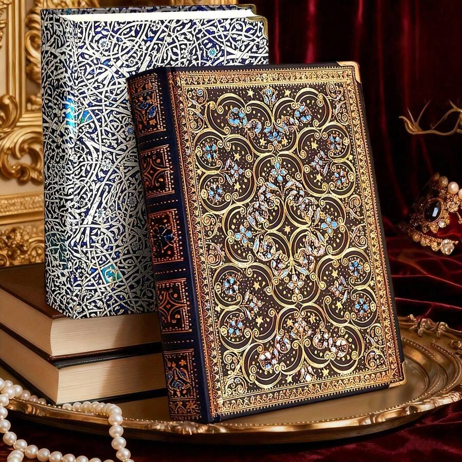 1 Vintage Hardcover Notebook, 388 Pages, Thick Design, DIY Journal, Blank Pages, Faux Leather Cover, Suitable For Daily Office Use, Back To School, School Supplies,