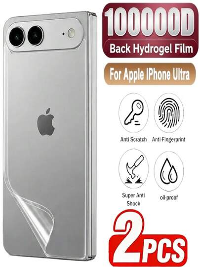 2 Packs Full Coverage Back Hydrogel Film Screen Protector Compatible With IPhone Fold 18 Pro Max 18 Pro 17 16 15 14 13 12 11 16e Plus X XS XS Max XR Mini Anti-Fingerprint, Bubble-Free, Easy To Install, Anti-Scratch