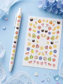 2pcs High Beauty Ins Brush Exam Pen 0.5 Press Neutral Pen Student Exam Special Black Carbon Pen Fast Drying Smooth+Exquisite Cartoon Stickers, Self Adhesive Beautification Used To Beautify Pen - Pen + Stickers - View 5