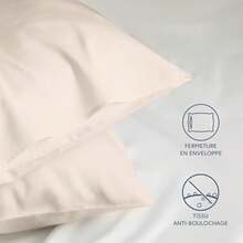 Taie Oreiller 50x70 Lot de 2 en Microfibre Certifiée Oeko-Tex - Housse Coussin Douce Et Brossée, Toucher Peau de Pêche - Beige - couleur comme sur la photo - Voir 4