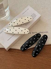 2pcs/1pc Women's 2.17 Inch/5.5cm Polka Dot Water Drop Glossy Lightweight Plastic Hair Clips, Minimalist Elegant Side Bang Hair Clips, Suitable For Daily Wear - Multicolor - View 7