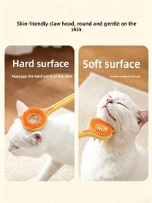 3-In-1 Cat Grooming Tool, Thickened Telescopic Design, With Double-Sided Massage/Scratching Stick And Interactive Cat Teaser, Suitable For Indoor Cats, Gently Removes Loose Fur - Multicolor - View 7