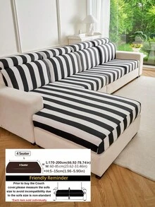 Vertical Stripe Sofa Cushion Slipcover, 1‑Piece Elastic Sofa Seat Cover, Pet Friendly Scratch‑Proof Washable Sofa Protector For 1 2 3 4 Seater & L‑Shape Sectional Sofa, Soft Decorative Furniture Pad - Beige - View 15