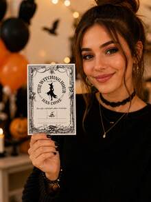 12 Pcs Halloween Party Invitation Cards - Vintage Witching Hour Design Blank Fill-In Spooky Halloween Invitations Pack For Costume Party, Scary Birthday, Witch Theme Gathering, October Fall Celebration & Holiday Trick Or Treat Event Supplies - one-size - View 2