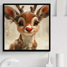 1PC DIY 5D Diamond Painting Kit Cute Deer Pattern - Round Full Diamond Art Mosaic Craft, Home Wall Decor, Unframed - No Frame - View 3