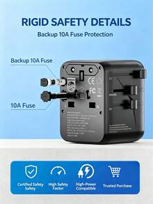 PHILIPS Adaptor perjalanan global - kompatibel dengan standar Inggris, Jepang, dan Eropa, memiliki port pengisian cepat USB-C terintegrasi, mendukung ponsel dan komputer, portabel dan serbaguna, cocok untuk lebih dari 200 negara. - MultiWarna - View 4