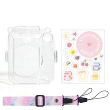 Bộ 3 món túi đựng máy ảnh mini 3 trong 1 cho 12 ảnh, vỏ bảo vệ máy ảnh trong suốt dạng pha lê + dây đeo + nhãn dán, chống rơi, chống bụi, chống va đập, túi máy ảnh dễ thương - Xem 12