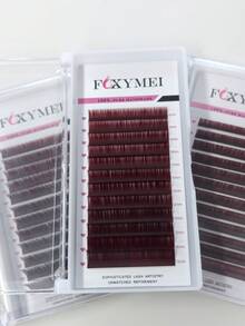 FOXYMEI 12 Rows Colorful Ultra Matte Burgundy Single Lash Extensions, C/D/LC/LD/LU Curl, Soft & Lightweight, 8-15mm, Holiday Style Hand-Woven Faux Mink Dense Single Lash Extensions For Beginners, Halloween - View 9