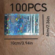 100pcs Holographic Self-Sealing Bags, Laser Holographic Reusable Sealable OPP Bags, Jewelry Retail Bags, Gift Packaging Bags, Christmas - J-Multicolor - View 14