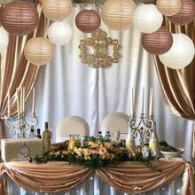 12pcs Caramel Bohemian Style Party Hanging Paper Lanterns | Rustic Neutral Brown, White And Beige Decor, Suitable For Birthday, Wedding, Bridal Shower, Graduation, Home Decor, No Electricity Needed, Decorative Lanterns, Wedding Decor, Bohemian Style Decor - Multicolor - View 8