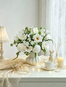 1pc Artificial Flower Ball, Chrysanthemum Rose, Holiday Wedding Bridal Bouquet, Floral Wreath, Home Room Dining Table Decor, Garden Autumn Decoration - White - View 7