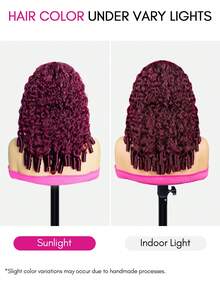 ISEE HAIR Wear Go Burmese Curly Wig Pre-Cut Lace Glueless Wigs Burgundy Color Pre-Plucked Hairline 13*6 Transparent Lace 180% Density 16-24 Regular Inch Upgrade Wig Friendly Use For Beginners - S99J - View 6