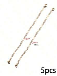 5pcs PVD 18k Gold Plated Stainless Steel Necklace Extension Chains With Lobster Clasp, Chain End Extender, Suitable For DIY Jewelry Making - #Golden - View 13