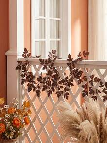 1/2pcs 6.7ft Autumn Artificial Vine Garland, Red-Brown Leaves Faux Plant, Autumn Halloween Decoration - Autumn Colors - View 8