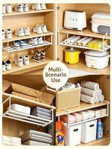 Expandable Shoe Rack Space-Saving Metal Storage Organizer With Adjustable Shelves, No Assembly Required, Suitable For Home And Office, Can Be Placed In Room, Entryway, Under Bed, Bathroom, Closet, Home Essential Decor - Multicolor - View 8