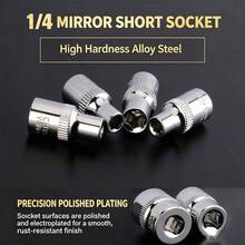 Set Kunci Sok Ratchet 1/4 Inci Multi Ukuran Metrik, Kit Perkakas Tangan untuk Perbaikan Mobil, Sepeda, Rumah Tangga, Mekanik, dan Perawatan DIY. - Set Selongsong 4mm-14mm (13 buah) - View 8