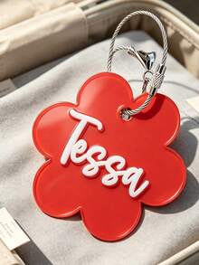 Personalized Flower-Shaped Acrylic Keychain, Customizable Text Bag Charm, Birthday, Valentine's Day, Anniversary Gift, Suitable For Couples, Friends, Pets And More - Multicolor - View 6
