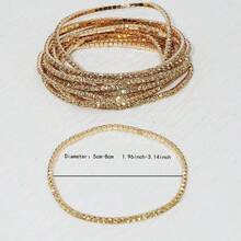 Fashion Women's Rhinestone Elastic 12pcs/Set Gold Bracelets - Gold - View 4