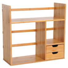 Estante, Escrivaninha, Biblioteca, Organizador de Armazenamento, Escritório, Cozinha, Banheiro, Madeira de Bambu Natural - A - Ver 11