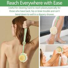 Double-Sided Back Brush, Soft And Hard Bristle Design - 15.6 Inch Long Handle Shower Brush, Non-Slip Grip, Suitable For Dry And Wet Use, Universal For Men, Women And Elderly, Cleans Hard-To-Reach Areas, Lymphatic Massage, Quick-Dry Hygienic Design - A - View 4