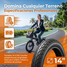 Reinforced 14*2.125 Outer Tire, Wear-Resistant Rim, Shock Absorption, Puncture-Resistant, For 14-Inch Folding Electric Bike - Black - View 8