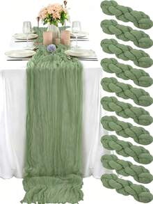 Khăn trải bàn gạc màu xanh xám thanh lịch 6 cái, chất liệu polyester không nhăn, phù hợp cho đám cưới, tiệc cô dâu, ngày Valentine và các dịp lễ hội, có thể tái sử dụng và giặt được, trang trí nhà và nhà hàng - A - Xem 2