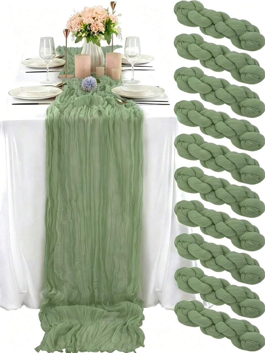 Khăn trải bàn gạc màu xanh xám thanh lịch 6 cái, chất liệu polyester không nhăn, phù hợp cho đám cưới, tiệc cô dâu, ngày Valentine và các dịp lễ hội, có thể tái sử dụng và giặt được, trang trí nhà và nhà hàng