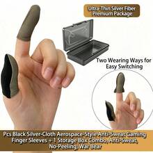 Mobile Gaming Anti-Sweat Finger Sleeves With Storage Box Set, Ultra-Thin Breathable Touchscreen Sensitive, Effectively Reduces Hand Sweat Slipping And Disconnection, Compatible With Various Mobile Phones And Games, Durable Elastic Fit For Fingers, Storage Box For Easy Storage And Prevention Of Loss, Suitable For Competitive Gaming Players, High Cost-Performance Mobile Gaming Accessory - Multicolor - View 1