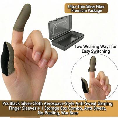 Mobile Gaming Anti-Sweat Finger Sleeves With Storage Box Set, Ultra-Thin Breathable Touchscreen Sensitive, Effectively Reduces Hand Sweat Slipping And Disconnection, Compatible With Various Mobile Phones And Games, Durable Elastic Fit For Fingers, Storage Box For Easy Storage And Prevention Of Loss, Suitable For Competitive Gaming Players, High Cost-Performance Mobile Gaming Accessory