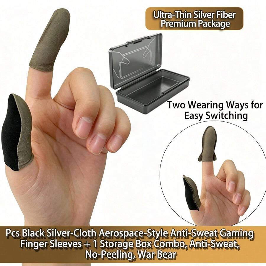 Mobile Gaming Anti-Sweat Finger Sleeves With Storage Box Set, Ultra-Thin Breathable Touchscreen Sensitive, Effectively Reduces Hand Sweat Slipping And Disconnection, Compatible With Various Mobile Phones And Games, Durable Elastic Fit For Fingers, Storage Box For Easy Storage And Prevention Of Loss, Suitable For Competitive Gaming Players, High Cost-Performance Mobile Gaming Accessory - Multicolor - View 1
