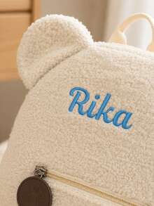 Teddy Bear Backpack, Toddler Backpack, Customizable Embroidered Name Backpack, Multifunctional, Compact, Decorative, Fluffy Cute Baby Backpack, Ideal Gift For Family, Friends, Daughter, Son, Her, Suitable For Children's Day, Autumn/Winter Back To School Season, Winter Gift Ideas, Boys/Girls Valentine's Day, Back To School Fashion - Beige - View 3